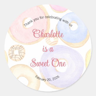 Sweet One Labels, Sweetheart One Party, Heart Classic Round Sticker
