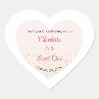 Sweet One Labels, Sweetheart One Party, Heart Sticker