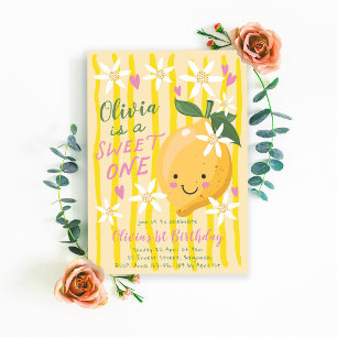Sweet One Lemon First Birthday Invitation