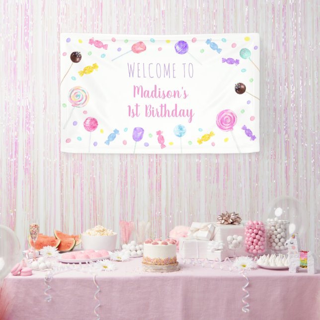 Sweet One Lollipop Candy Birthday Banner (Party)