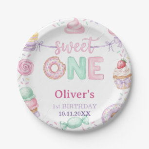 Sweet One Pastel Dessert 1st Birthday Paper Plate