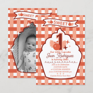 Sweet One Photo Invitations Flat Thank You Card