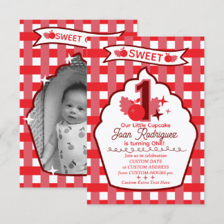 Sweet One Photo Invitations Flat Thank You Card