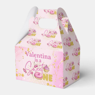 Sweet One Pink Desserts Girl's 1st Birthday Party Favour Box