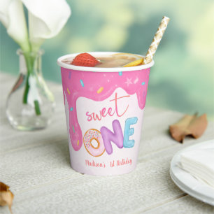 Sweet One Pink Frosting Girl's First Birthday Paper Cups