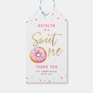 Sweet One Pink Gold Doughnut Sprinkles Girl Birthd Gift Tags