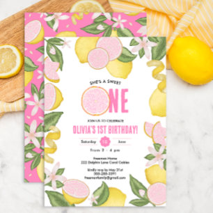 Sweet One Pink Lemonade 1st Birthday Invite