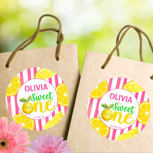 Sweet one pink lemonade birthday party classic round sticker