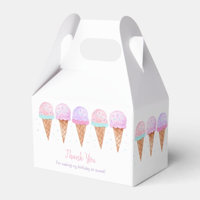 Sweet One Pink Pastel Ice Cream Birthday Favour Box (Front Side)