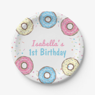 Sweet One Sprinkles Doughnut 1st Birthday  Paper Plate