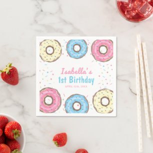 Sweet One Sprinkles Doughnut 1st Birthday Party Napkin