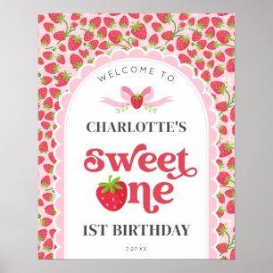 Sweet One Strawberry 1st Birthday 16x20 Welcome Poster