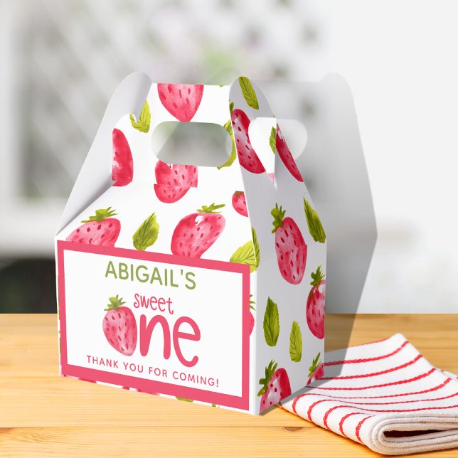 Sweet One Strawberry First Birthday Favour Box (Creator Uploaded)