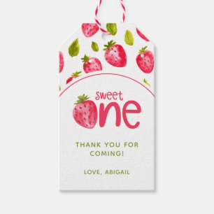 Sweet One Strawberry First Birthday Gift Tags