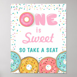 Sweet One Take A Seat First Birthday Doughnuts Par Poster