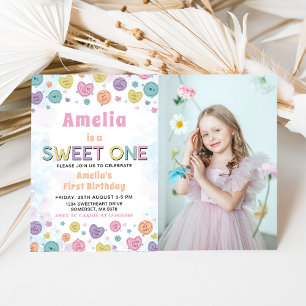 Sweet One Valentine 1st Birthday Photo Invitation