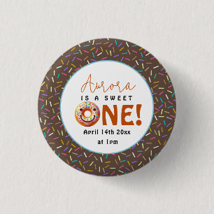 Sweet One watercolor cute doughnuts 1st birthday 3 Cm Round Badge