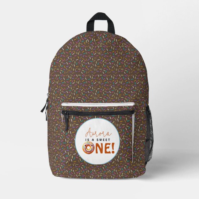 Sweet One watercolor cute doughnuts 1st birthday Printed Backpack (Front)
