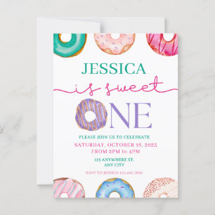 Sweet One watercolor doughnuts 1st birthday  Postcard