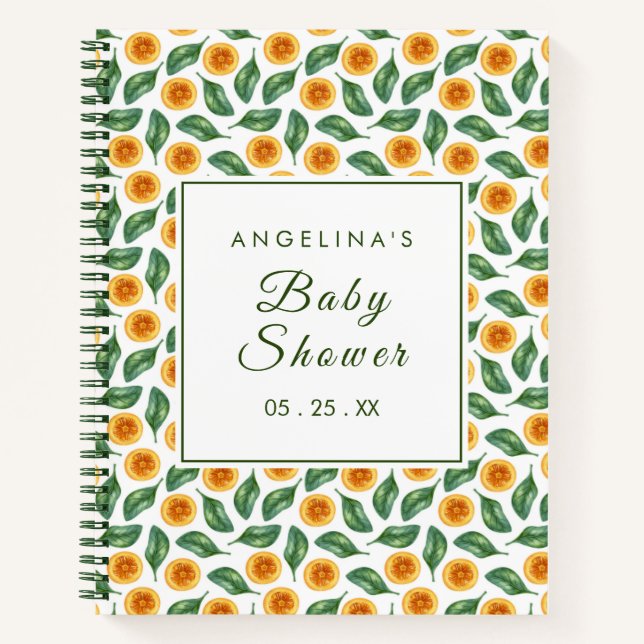 Sweet Orange Baby Shower Gift List Notebook (Front)