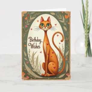 Sweet Orange Cat Birthday Card