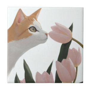 Sweet Orange Cat Spring Theme Tile