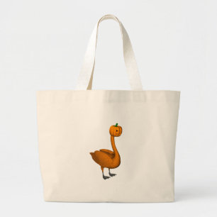 Sweet Orange Halloween Swan Large Tote Bag