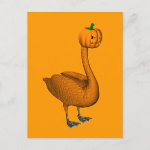 Sweet Orange Halloween Swan Postcard