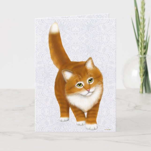 Sweet Orange Tabby Kitten Greeting Card (Front)