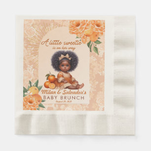 Sweet Orange Vintage Floral Baby Shower Napkin