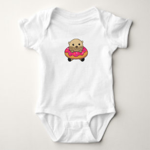 Sweet Otter Candy Loaf Doughnut Pink Baby Bodysuit