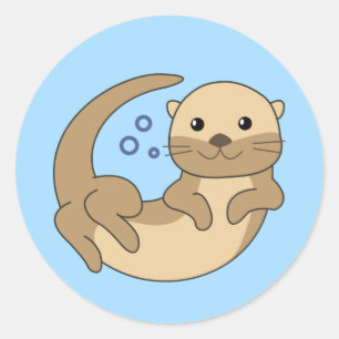 Sweet Otter Swims In The Water Funny Otter Classic Round Sticker
