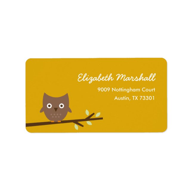 Sweet Owl Address Label (Mustard) (Front)