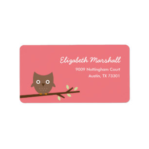 Sweet Owl Address Label (Pink)