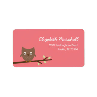 Sweet Owl Address Label (Pink)