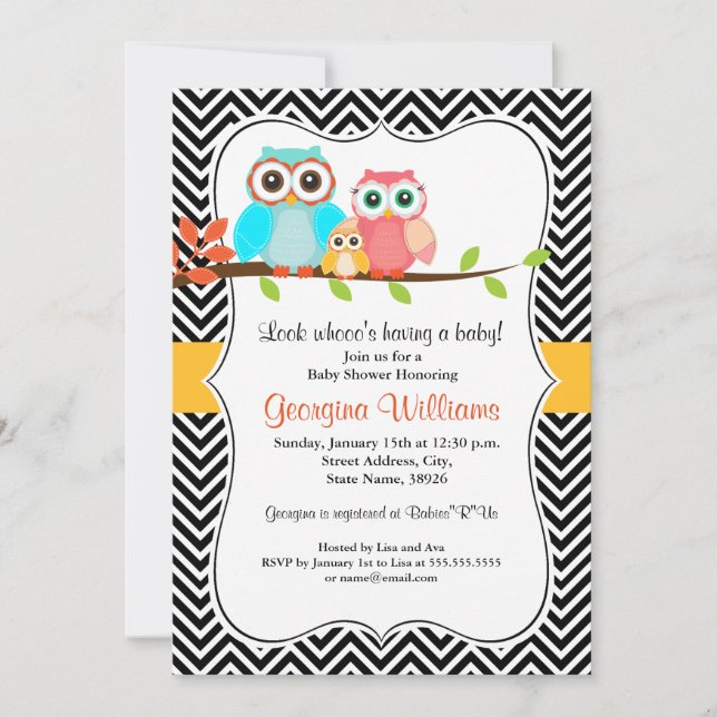Sweet Owl Baby Shower Invite (Front)