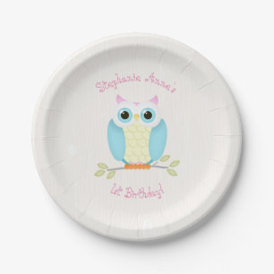 Sweet Owl Birthday Paper Plate