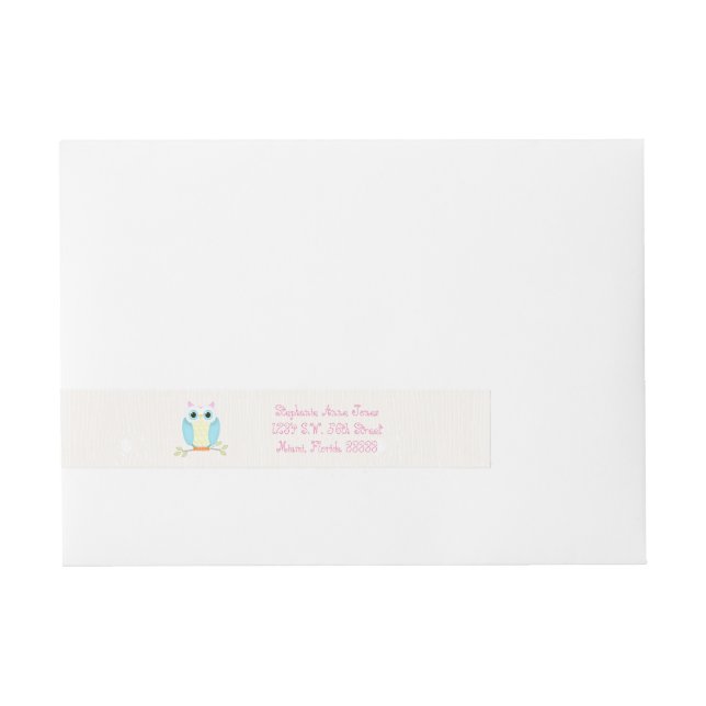 Sweet Owl Birthday Wraparound Address Label (Front)