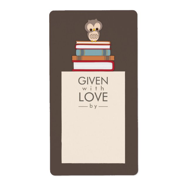 Sweet Owl Bookplate Name Label Red | Blue (Front)