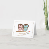 Sweet Owl Couple & Baby Thank You
