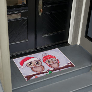 Sweet Owl in Christmas Doormat