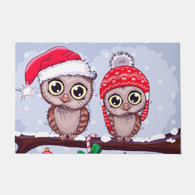 Sweet Owl in Christmas Doormat (Front)
