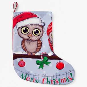 Sweet Owl in Christmas Small Christmas Stocking