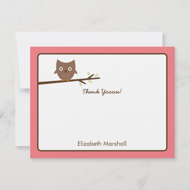 Sweet Owl Thank You Card (Pink) (Front)