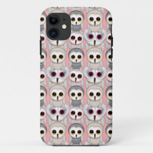Sweet Owlets Baby Owls on Pale Pink Pattern iPhone 11 Case