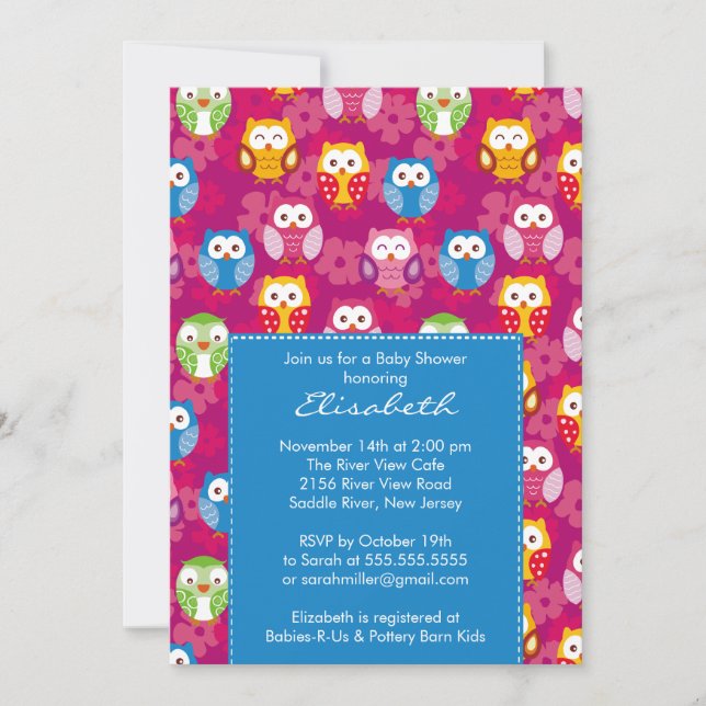 Sweet Owls Boy Baby Shower Invitation (Front)