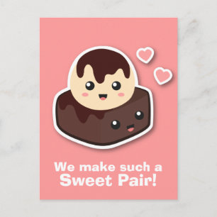 Sweet pair of Vanilla Ice Cream and Brownie Postcard