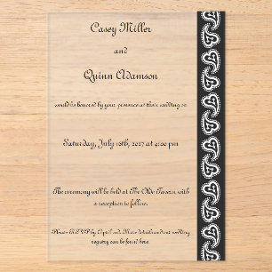 Sweet Paisley Hearts in Black Acrylic Wedding Invitations