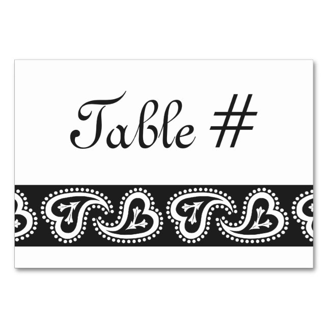Sweet Paisley Hearts in Black Table Card (Front)