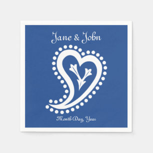 Sweet Paisley Hearts in Blue Napkins